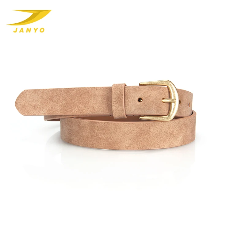 2023 New Style Designer Wholesale Beige Waist Belt For Women With Customized Logo Soft Ladies Belt Gold Single Needle Buckle