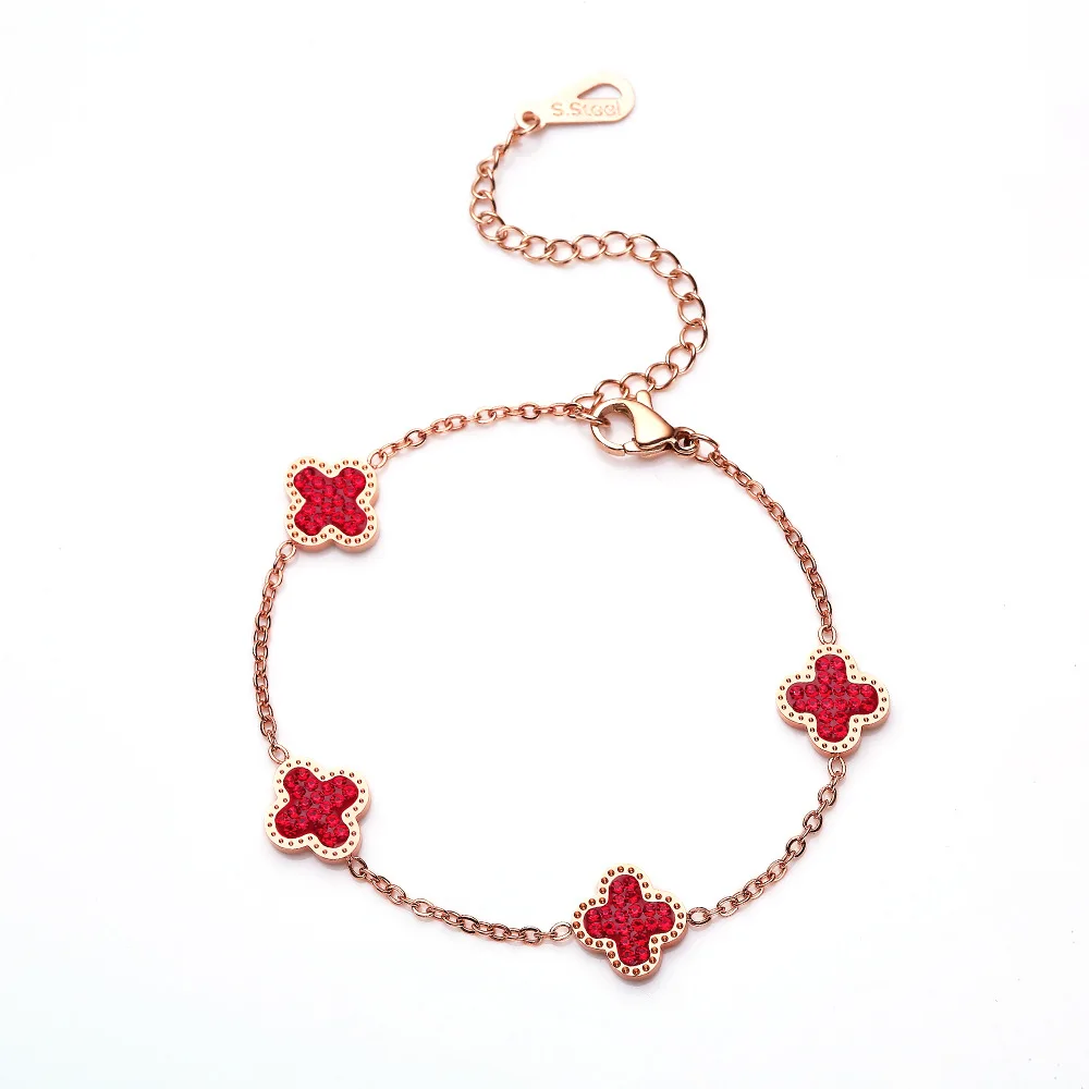 High Quality 18k Gold Plated Bangle Famous Mix Colors Leaf Zircons Female Wholesale Bracelets Stainless Steel Bracelet Jewelry