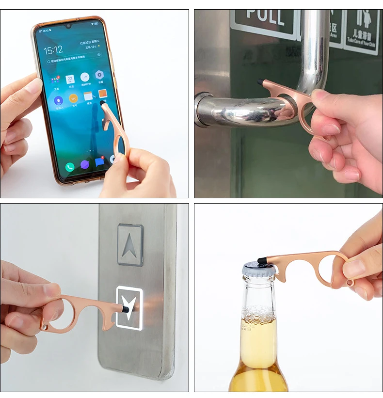 Self Defense Keychain Safety Key Chain Key Door Tool Touchless Keys Keychain No Touch Door Opener With Stylus