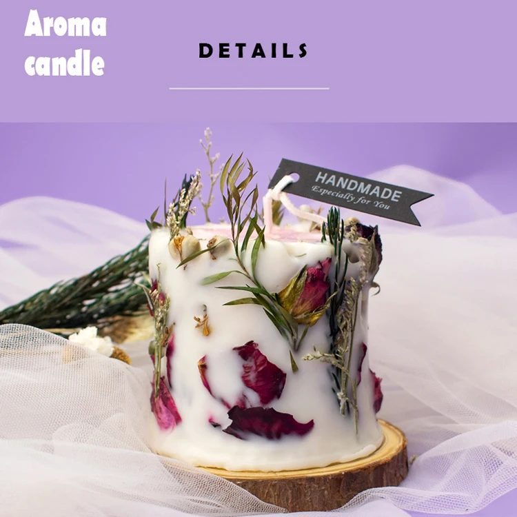 Best selling handmade private label customized soy scented candle with dried flower  inside