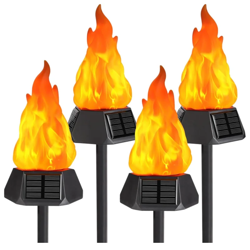 Открытый солнечный светильник фонарик с мигающим пламенем Кемпинг терраса Водонепроницаемый светодиодный пламени
