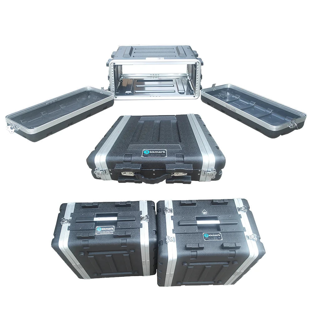 Waterproof dustproof portable 2U 3U 4U 5U 6U 7U 8U 9U 10U space 19inch light duty shock mount plastic ABS rack case