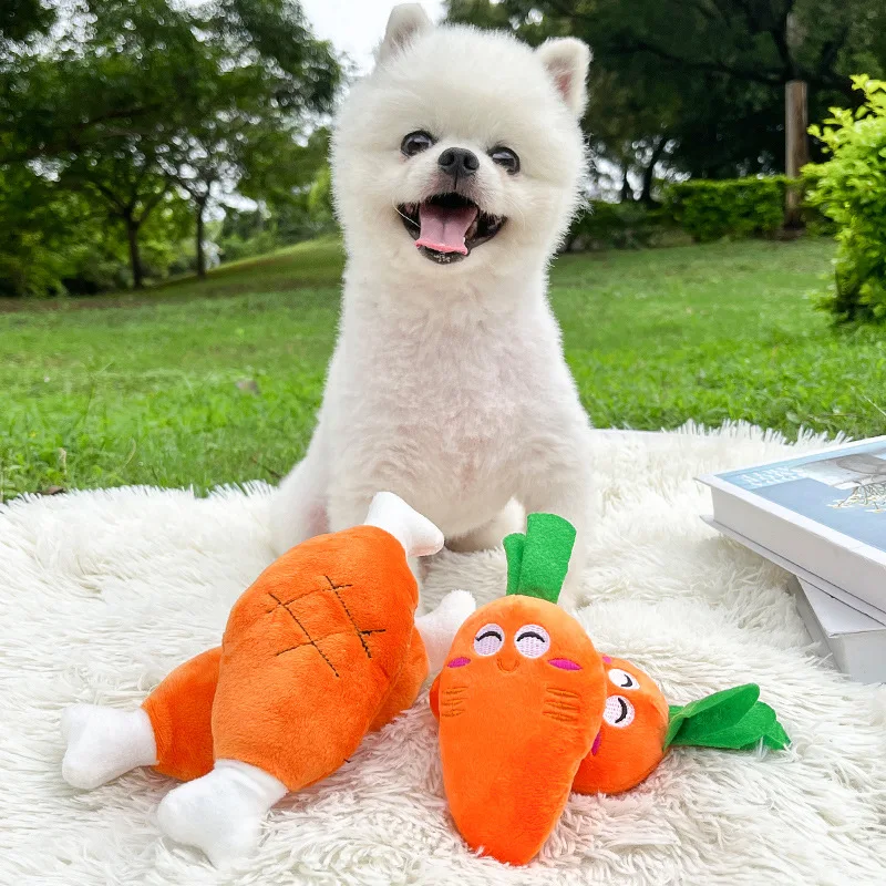 2023 wholesale Pet dog bb squeak called pet cat chew toy carrot plush toy used for pet toys