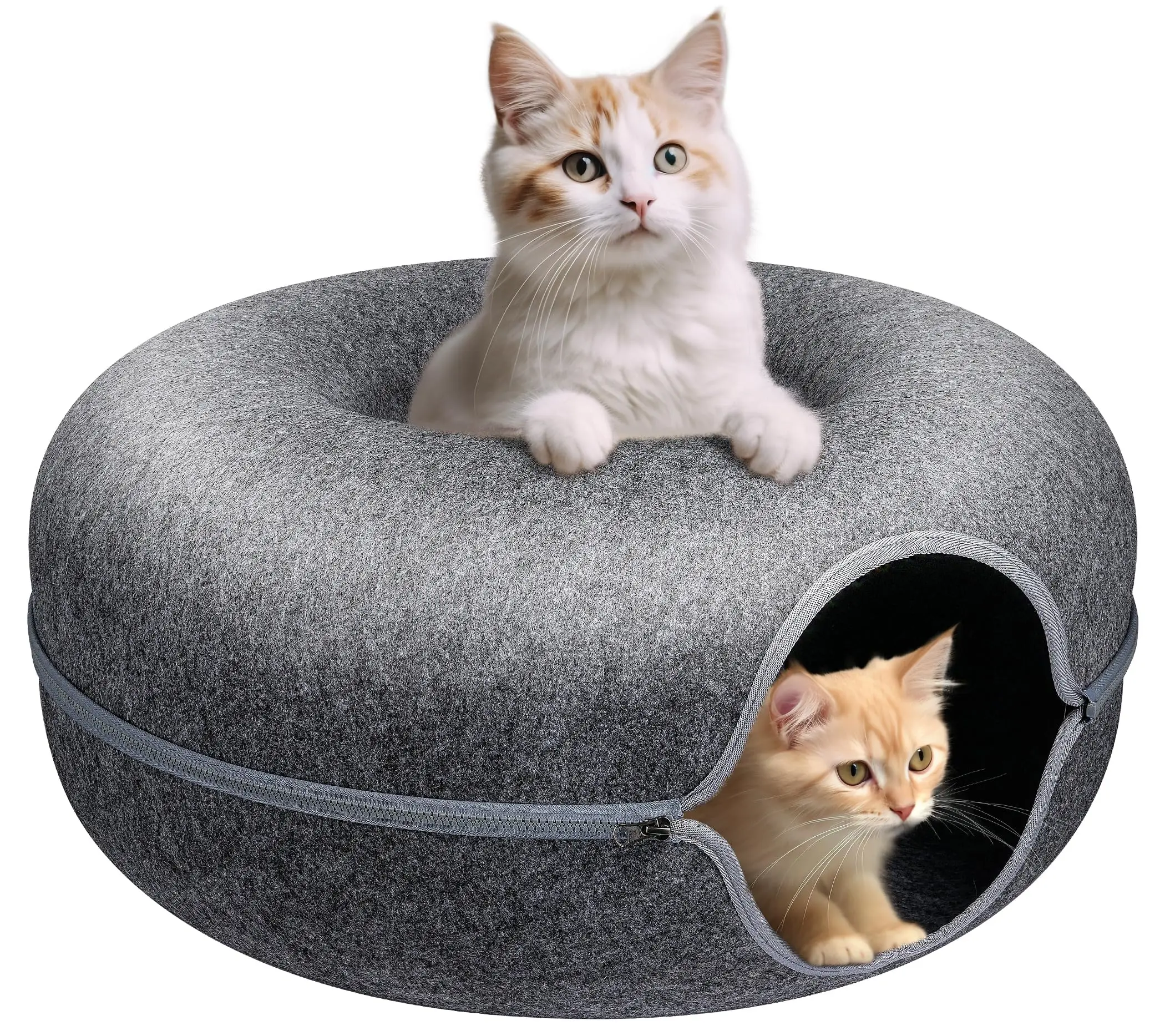 Wholesale Durable Indoor Small Pet Nest Round Cat Play Shelter Caves Washable Plush Cat Tunnel Bed With Zipper