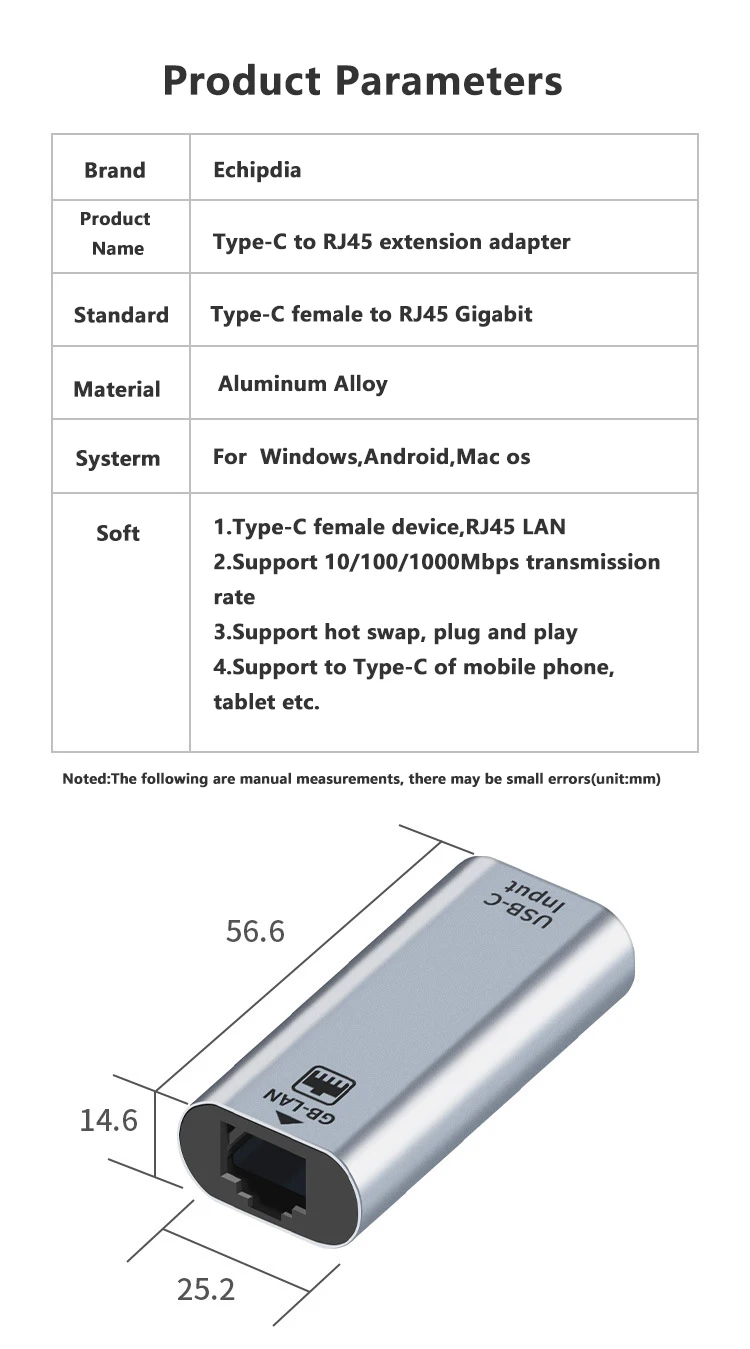 Адаптер USB type-c «Мама»-«Lan»