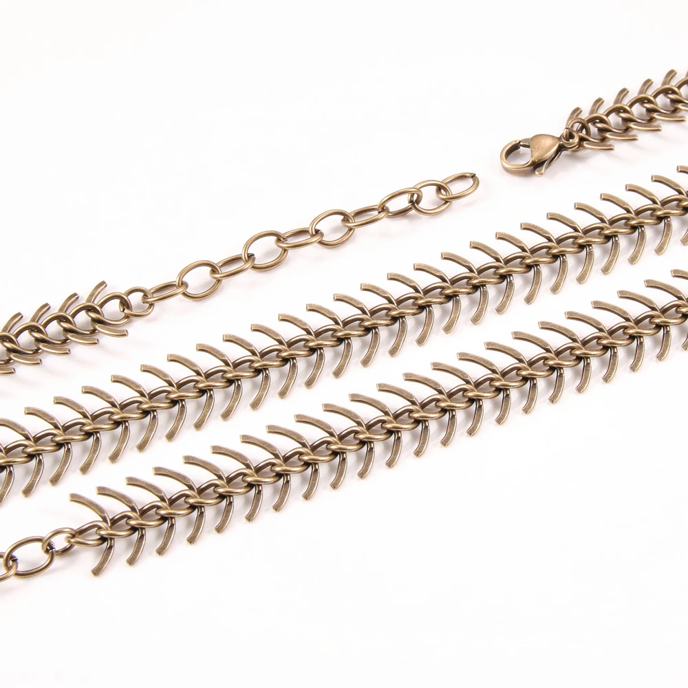 Fashion Jewelry Necklaces Hypoallergenic Tarnish Free PVD 18K Gold Plated Fish Bone Chevron Chain Necklace Women