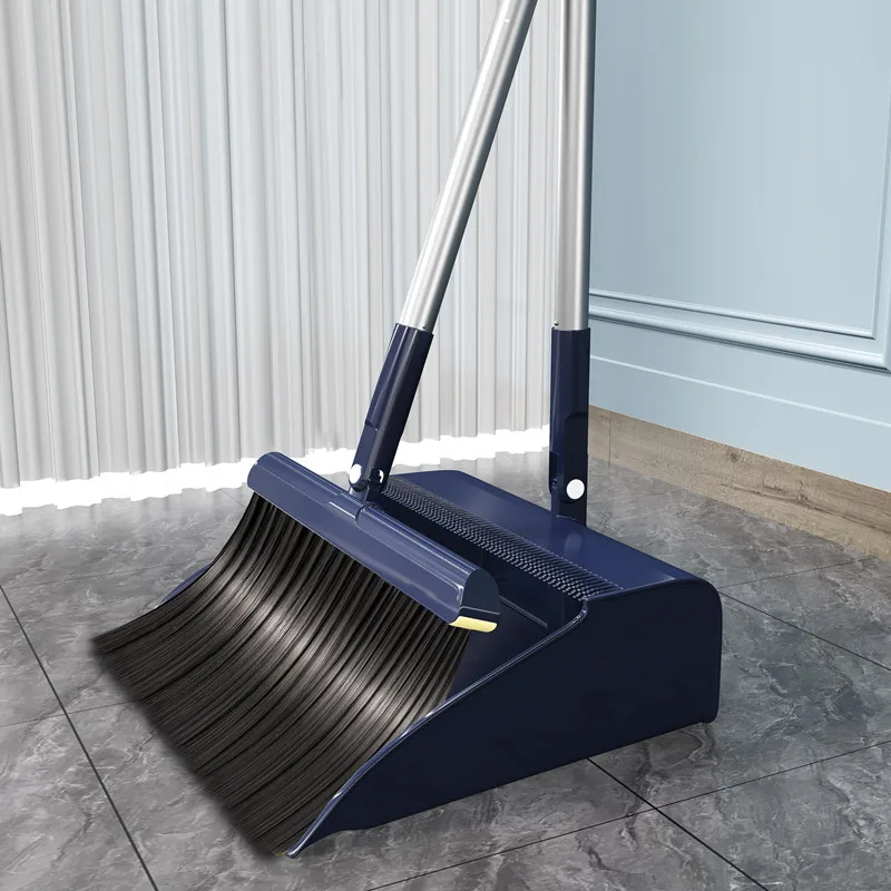Upgrade Broom and Dustpan Set with Long Handle Upright Dustpan Broom Set Ideal for Indoor Outdoor Garage Kitchen Room