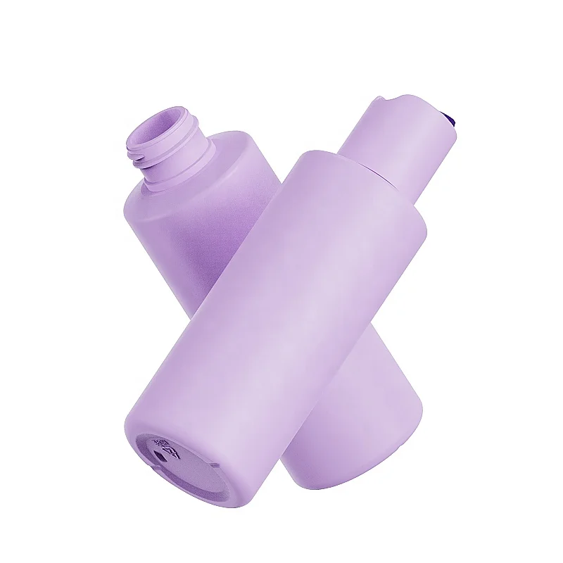 New pink button switch bottle 125ml 300ml custom skin care packaging pet plastic squeeze shampoo body oil wash lotion bottle