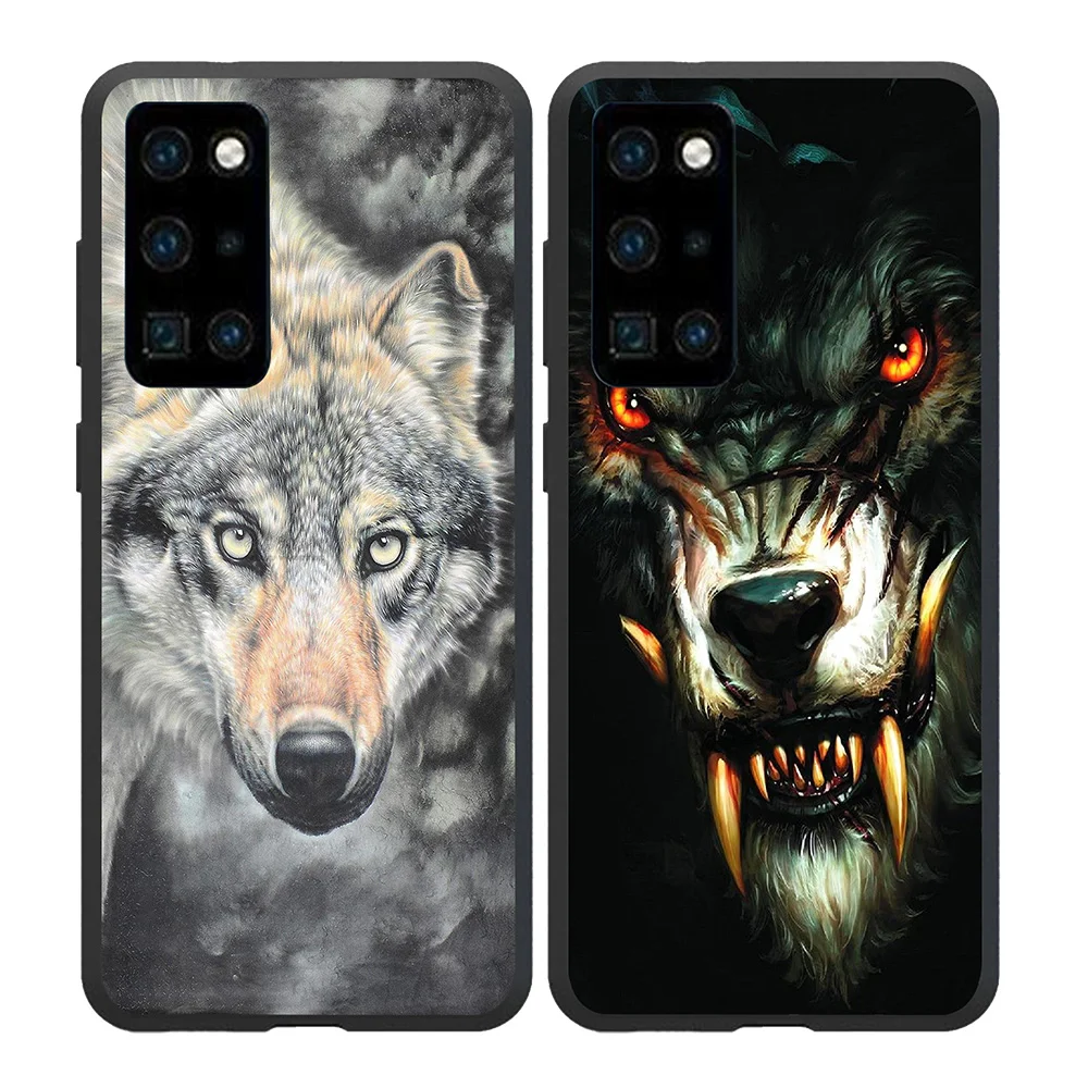 Матовый мягкий чехол для мобильного телефона из ТПУ с головой волка для HUAWEI P40 pro