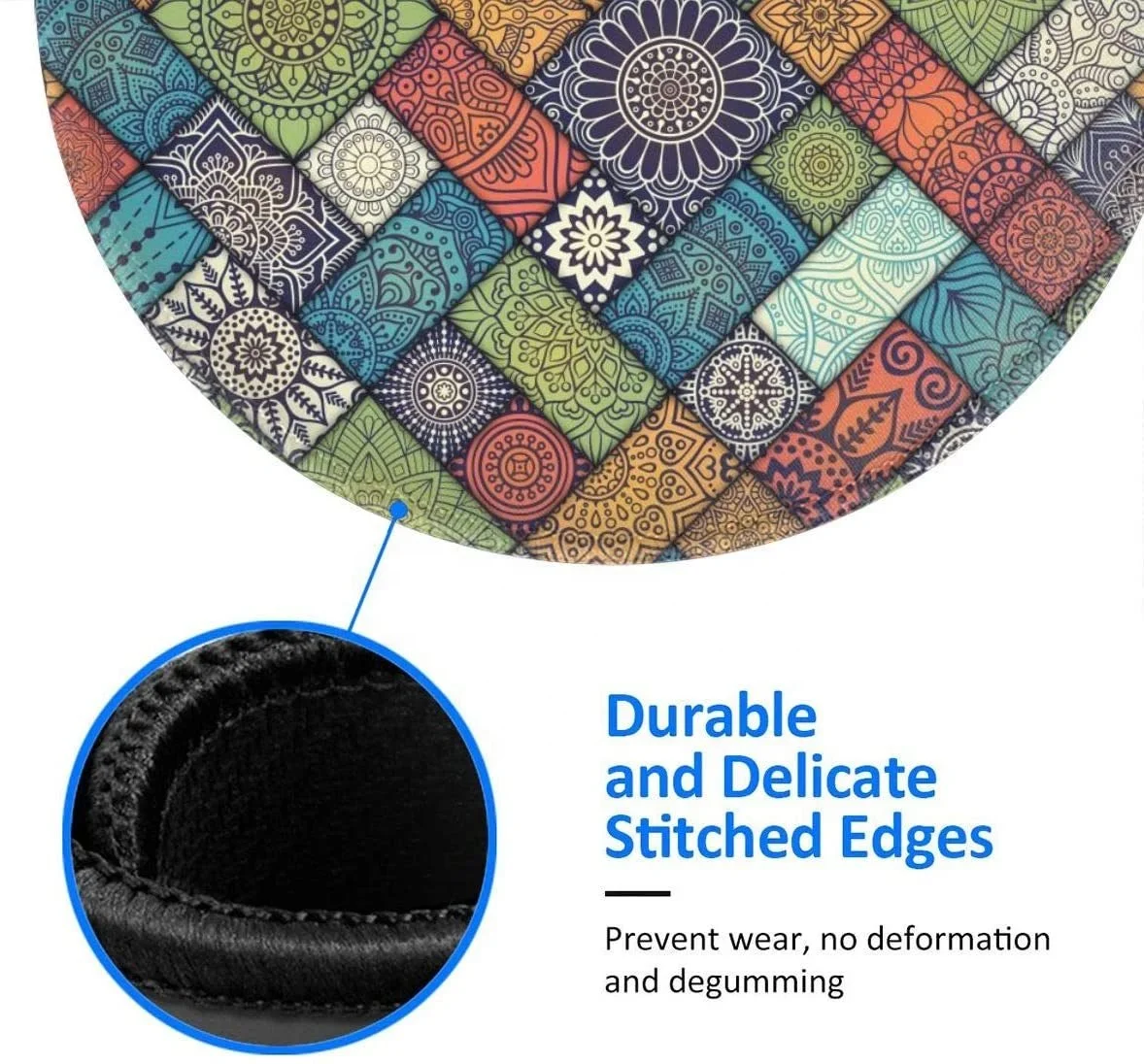 Пользовательский логотип модный стиль Индивидуальный Круглый сшитый край индивидуальный Печатный коврик для мыши