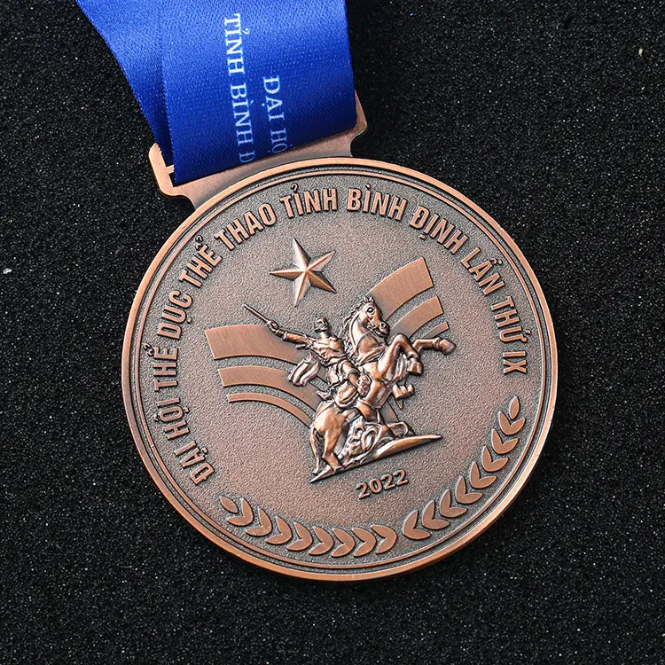 Customization design bronze metal Embossed 3D german medals custom running gymnastics logo medal award with ribbon