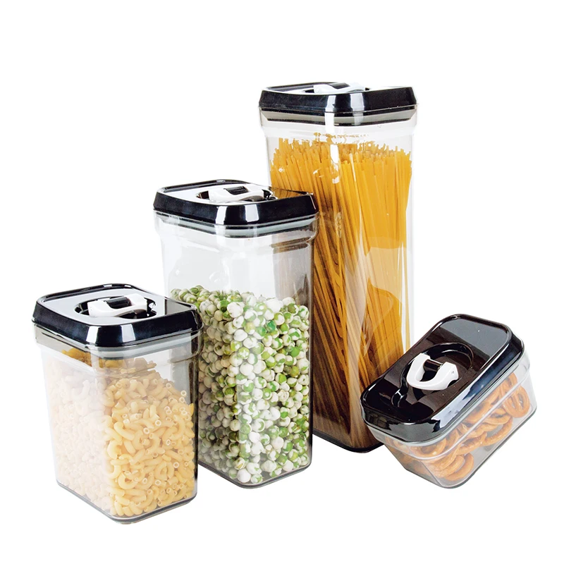 clear plastic cookie jar 4 pcs grain containers for kitchen & household pasta storage with sealing lid