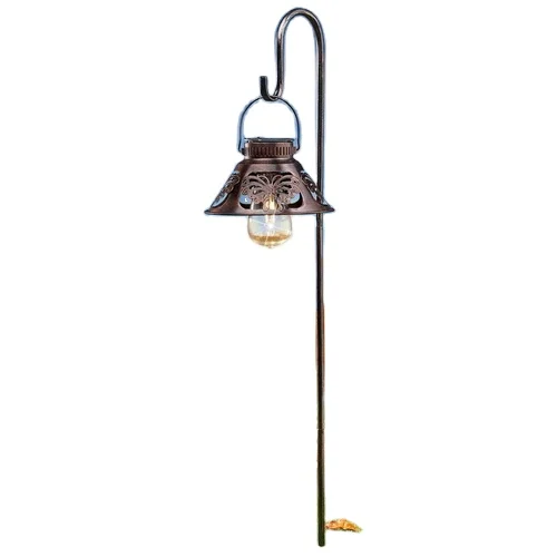 Outdoor stake solar powered path stake lanterns lamp lights home decor metal lantern stake