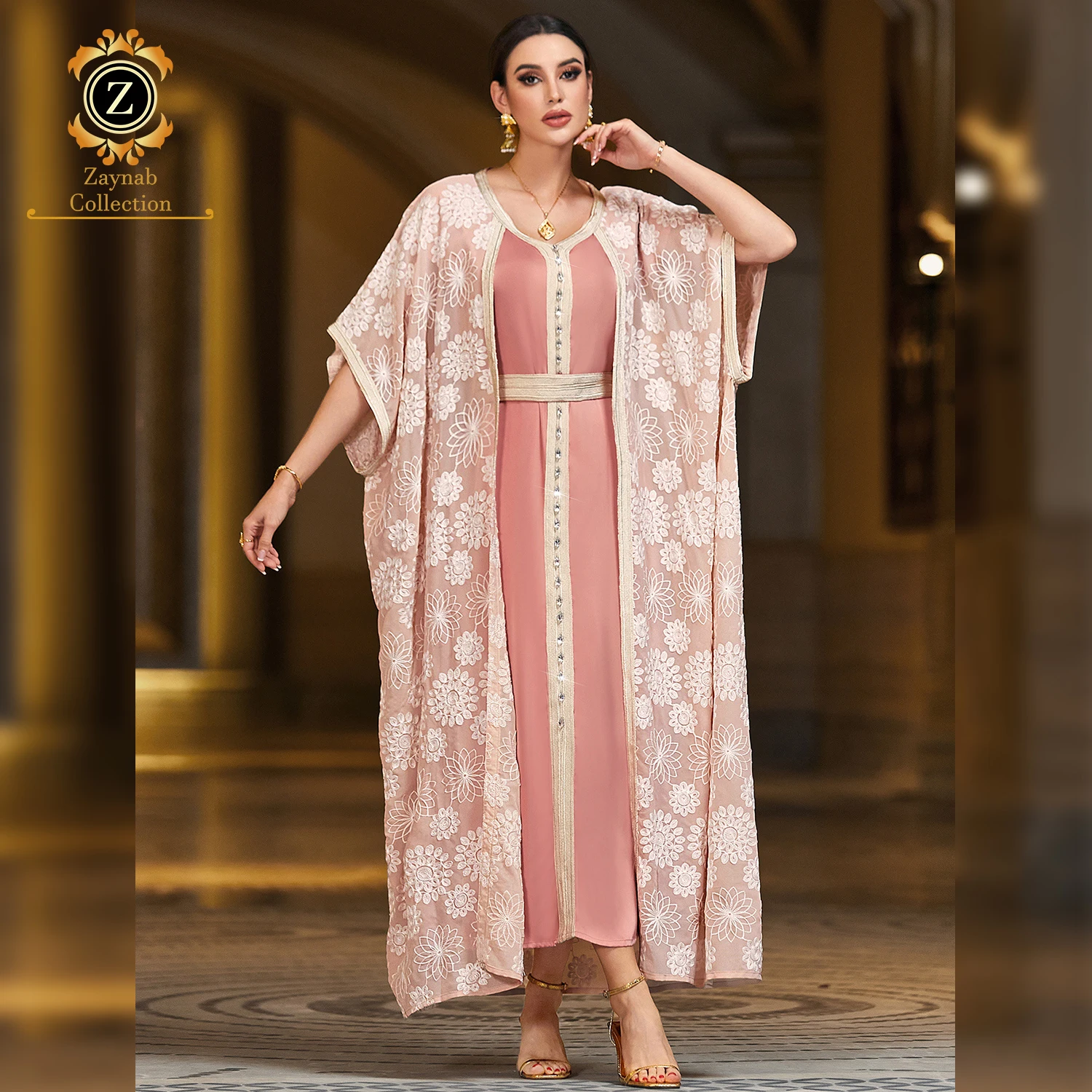 Zaynab Eid Jalabiya Women Dubai Dress Abaya Islamic Clothing Ladies Women  Dress Custom Manufacturer Fashion Jalabiya