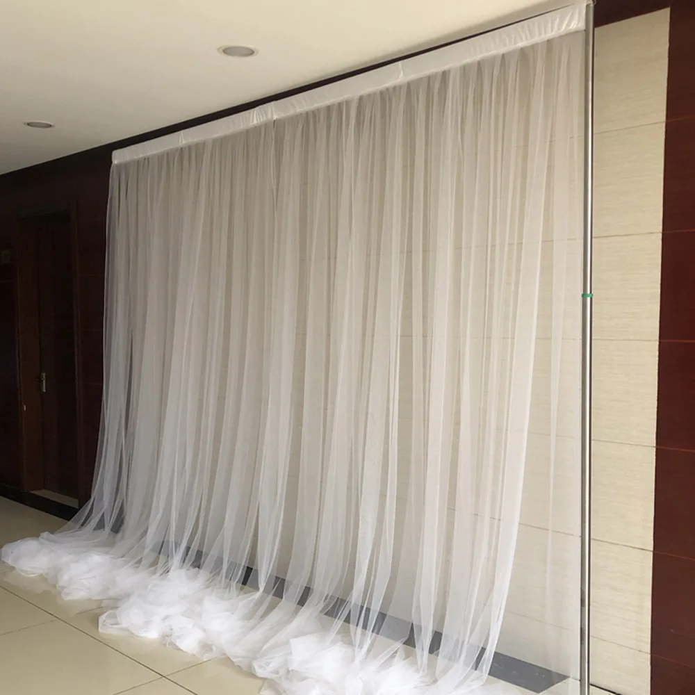 Ivory Tulle Chiffon Backdrop for Bridal Wedding Ceremony Curtains Photo Booth Background Newborn Baby Shower Party