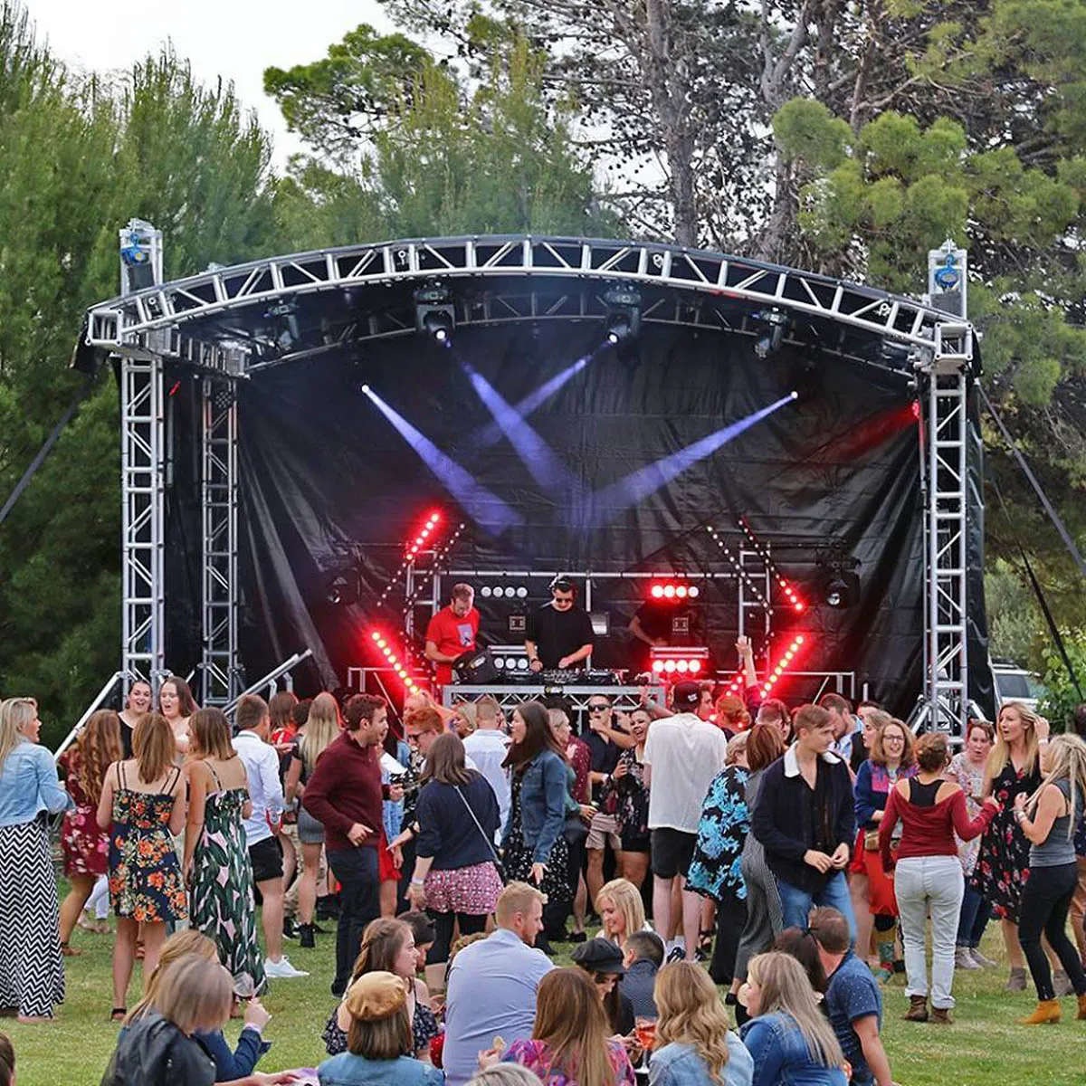 Stage Truss Event System Lift Lighting Dj Curved Roof Stage  For Music Concert