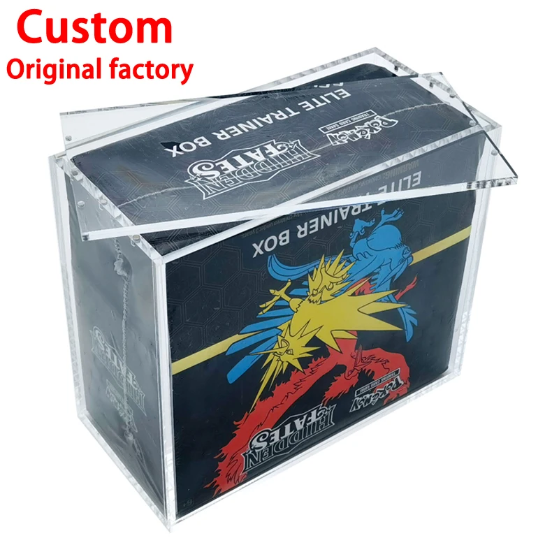Custom Pokemon UPC ETB Booster Box Display case Elite Trainer Box Magnet Lid Case Screw Assembly Closure Acrylic Protector Case