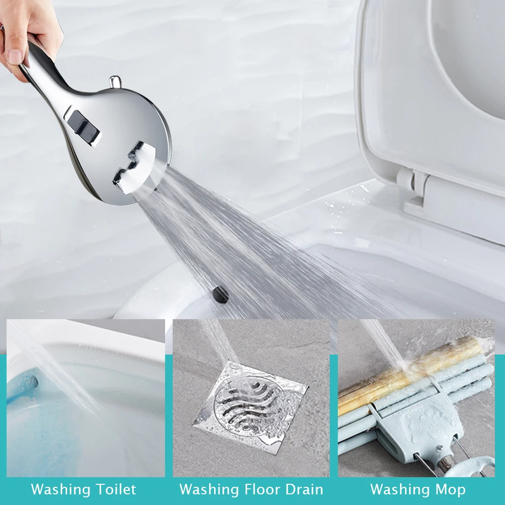 New Design ABS High Chrome Finishing  Ducha HandHeld Shower 8 Settings High Pressure Shower Head Set