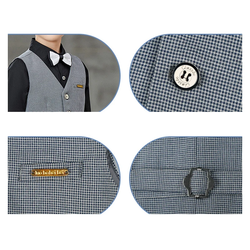 2022 Gray Formal Baby Boy Suits Elegant Children School Uniform Gentleman New Year Kids Clothes Dresses Boy Wedding Outfits