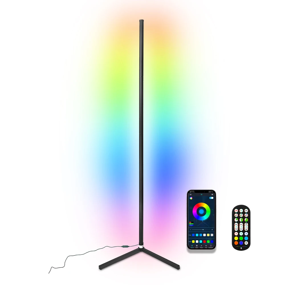 Indoor Home Decor Smart Corner Floor Stand Lamp Lighting Modern Remote Control Colorful LED RGB Floor Lamps with APP