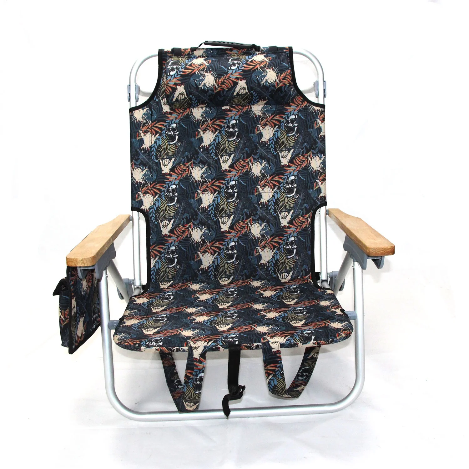 Custom portable wooden arms backpack lounge chair,folding beach backpack lawn chair