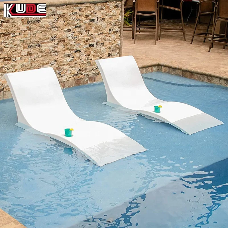 UV8 Rated Polyethylene Outdoor In-Pool Chaise Lounge In-Water Plastic Sun Lounger