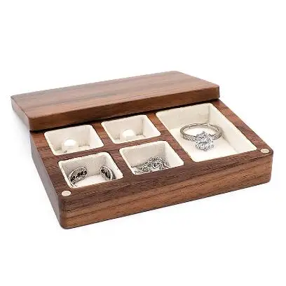 Wooden Jewelry Storage Box Free Personalized Custom Logo Name Necklace Ring Holder Clear Acrylic Lid Jewelry Display Box Package