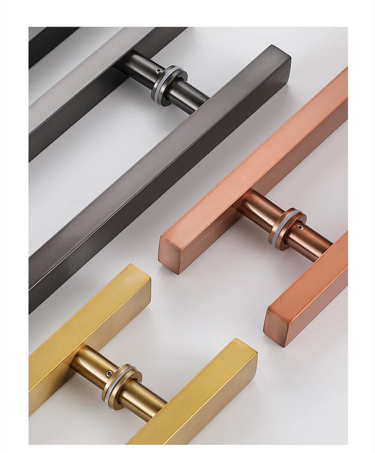 304 stainless square long handle for wooden door brushed no fingerprints