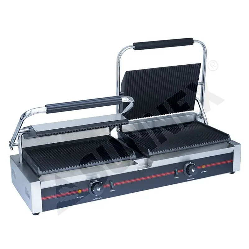 SUNNEX  Commercial Panini Grill Sandwich Maker Double Head Electric Heating Press Plate