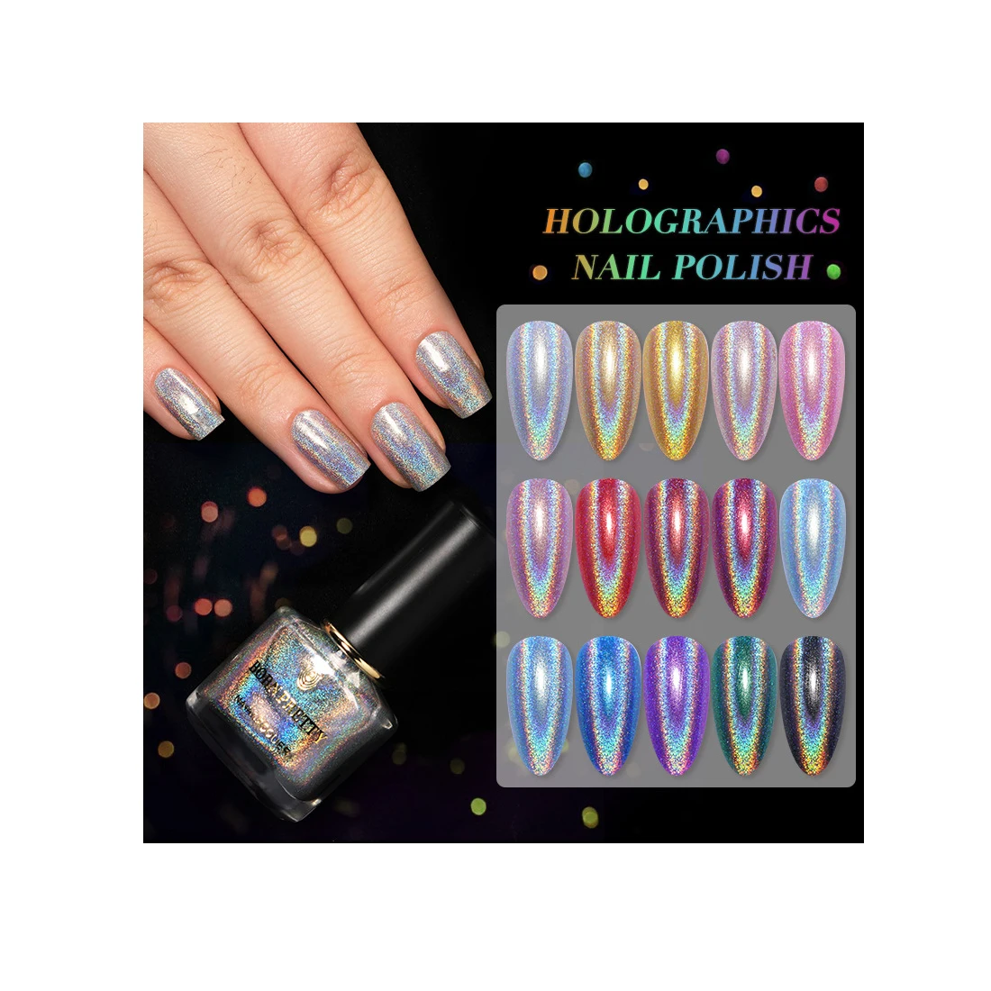 High-quality nail care oil-like colorful gradient glitter nail polish can be customized LOGO magic laser nail polish