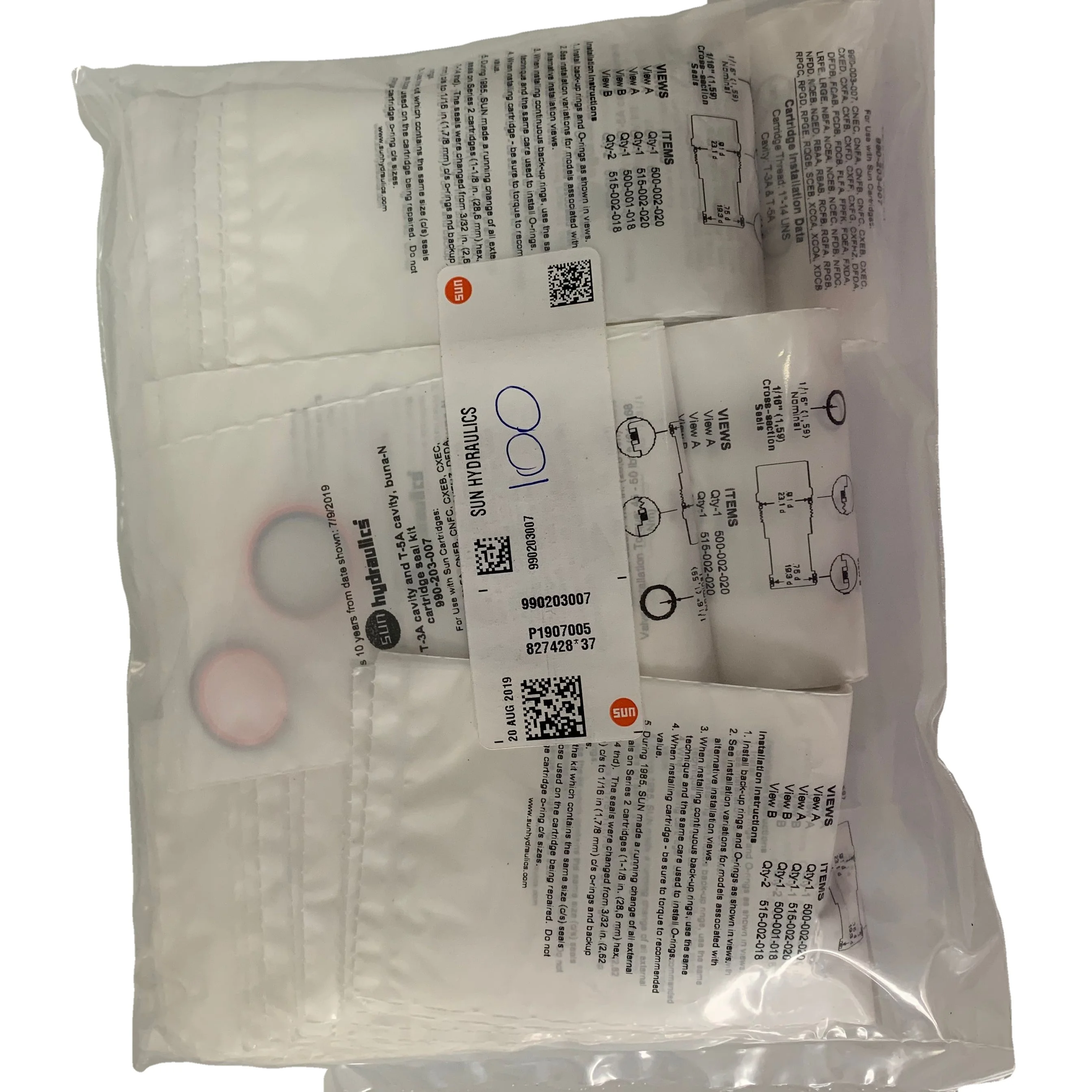 990203007 990-203-007 SUN hydraulics Original USA Series 2 - T-3A cavity and T-5A cavity, buna-N cartridge seal kit HYDRAFORCE
