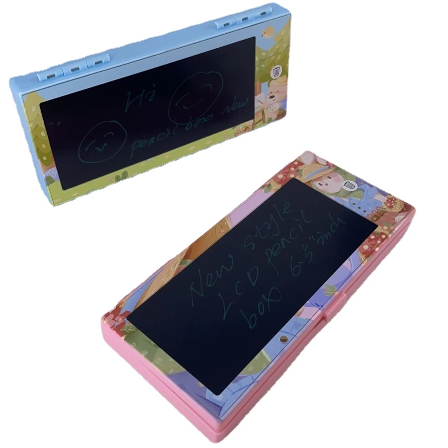 Magic Kids Pencil Case With Lcd Writing Tablet Board portable stand pencil box for school kids gift