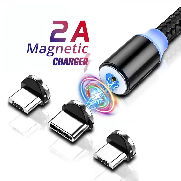  Магнитный зарядный кабель 3 в 1 светодиодный Micro USB Type C зарядное устройство для телефонов Android быстрая зарядка USB-кабель провод