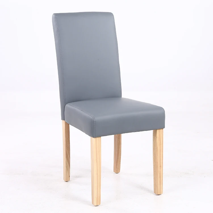 
Modern PU leather dining chair with solid rubber wooden legs 