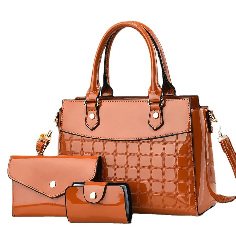 Classic patent leather female hand bag set fashion shoulder bags women handbags ladies 2023