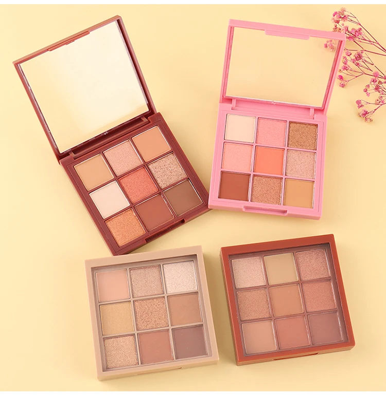 Wholesale Shimmer Shiny Makeup Eyeshadow Palette Vegan 9 Colors Glitter High Pigmented Eye Shadow Private Label