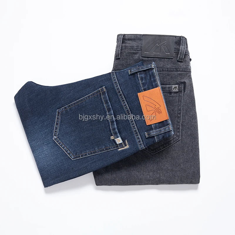 Эластичные джинсы для мужчин на весну и осень прямые свободные мужские брюки большого размера новые черные