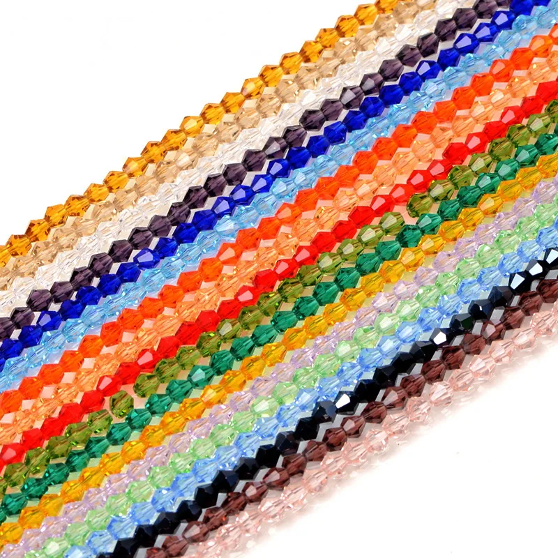 Crystal Loose Beads 4mm / 6mm hollow two point bicone beads for DIY handmade and  hair decoration accessories