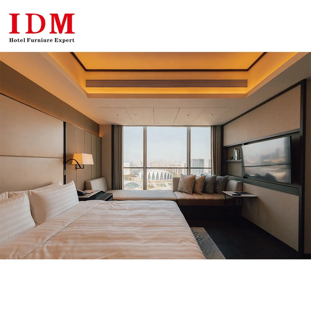 China Foshan Modern Hotel Interior Design Furniture IDM-B017 Hotel Furniture Bedroom Sets