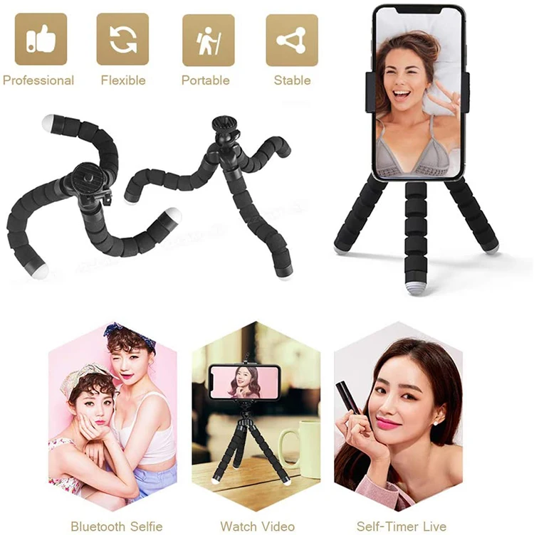 
Phone Camera Mini Tripod Mount With Wireless Control Flexible Sponge Octopus Stand For Smartphone Camera 