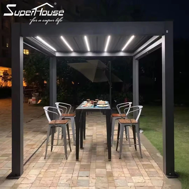 ALUMINUM High Quality Motorized Modern Louvered Roof Aluminum Gazebo Pergola Terrace Pavilion For Patio Veranda