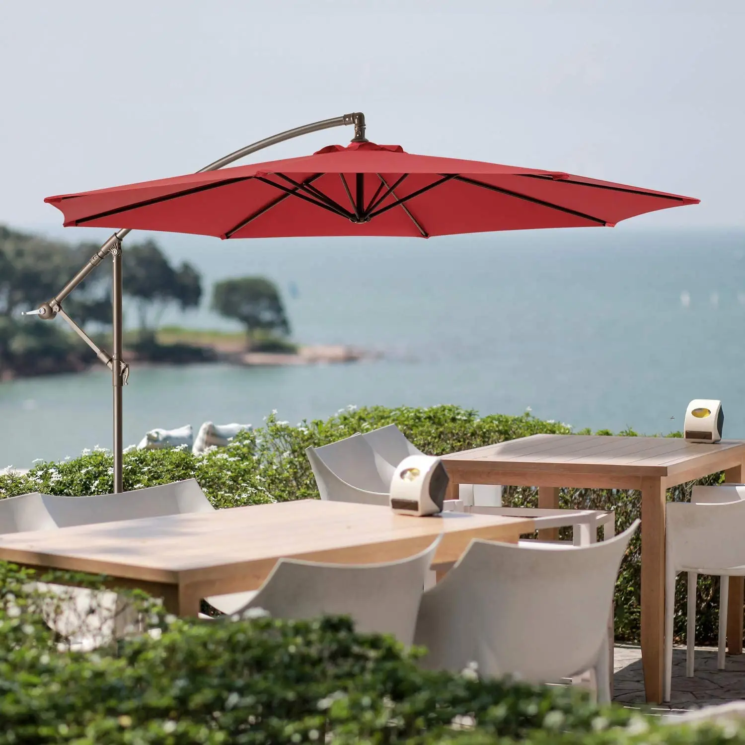 Uplion Patio Offset Commercial Umbrella Garden Cantilever Umbrella Outdoor Umbrellas Parasol