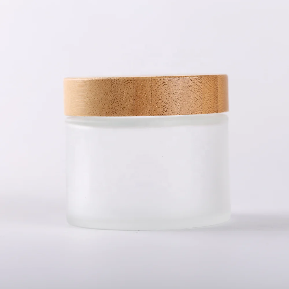 Environmental 5g 10g 15g 20g 30g 50g 100g Empty Cosmetic Container Frosted Glass Cosmetic Cream Jar with Bamboo Lid