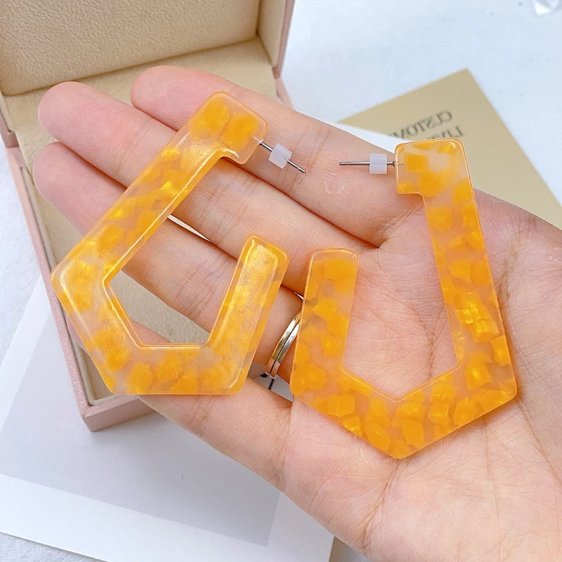 Wholesale Fashion Jewelry Designer Homemade Acrylic Fashion Bohemian Huggies  Earrings