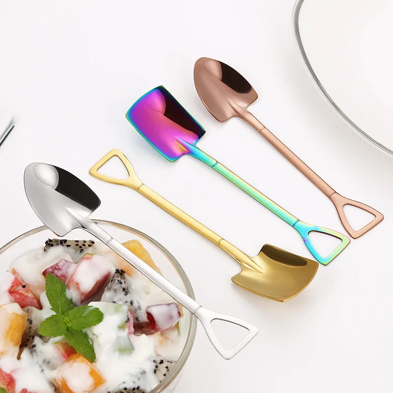 Factory Price Stainless Steel Coffee Stirring Spoon Yogurt Ice Cream Dessert Shovel Spoon