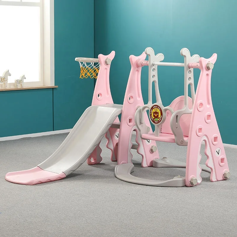 Preschool combination children kids baby indoor toy slide with swing Set kids plastic slide swing
