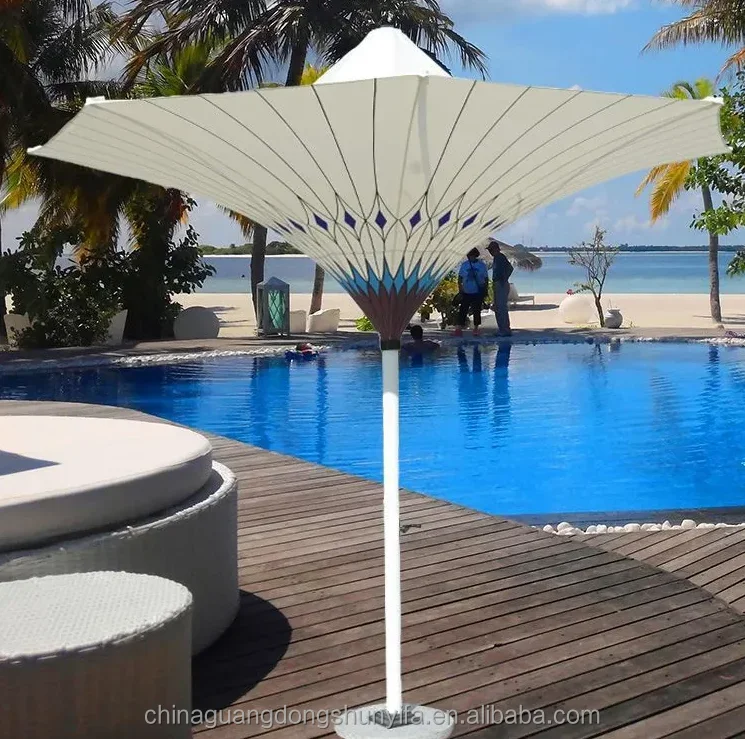 Flower Shape 3.5M LED Garden Tulip Parasol Umbrellas Outdoor With Strong Base