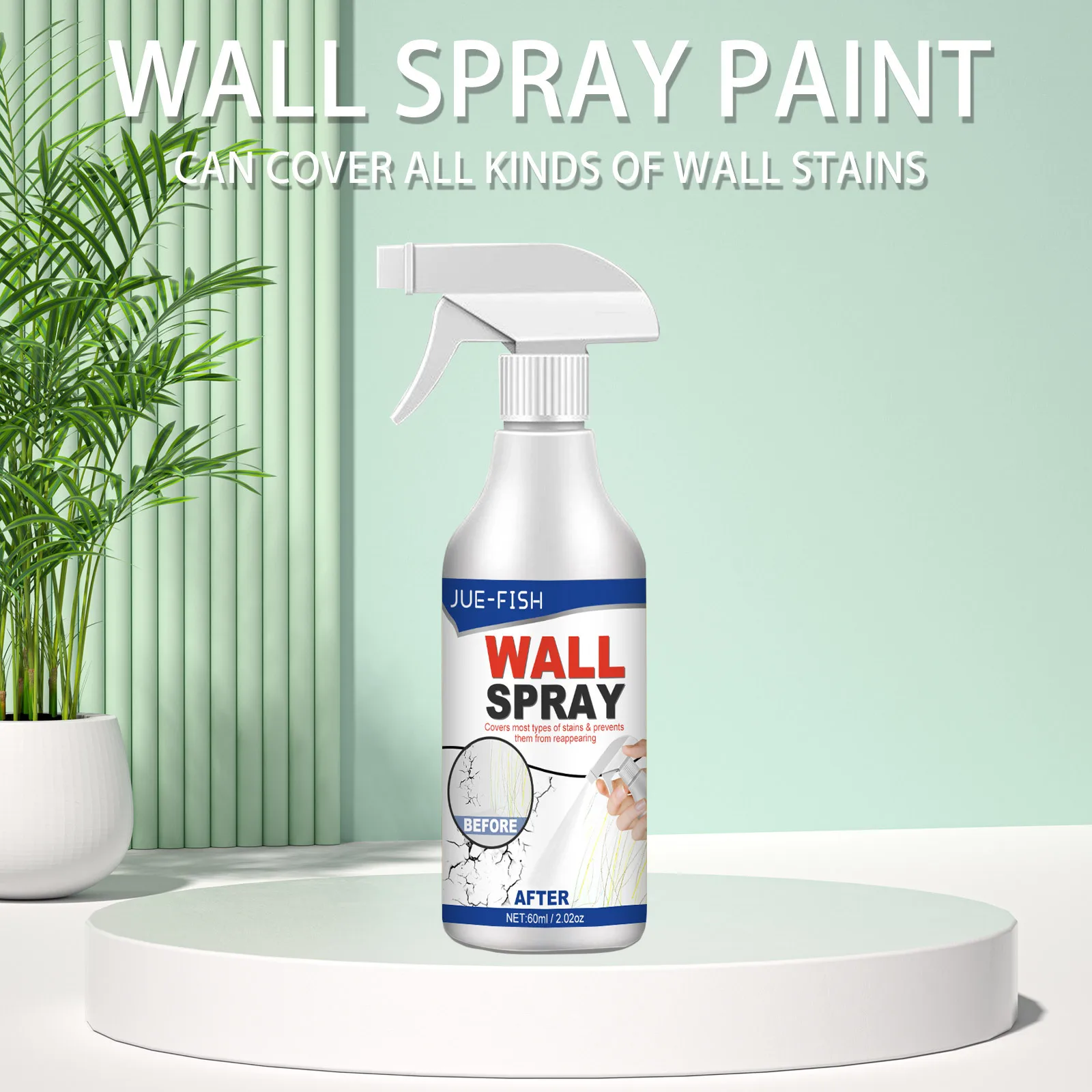 Hot Sale Jue-Fish Benzene-free Aldehyde-free Wall Renovation Covering Stains Mold Easily Wall Spray Paint