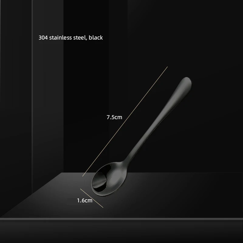 Free logo Mini black stainless steel spoon for Facial Cream dressings salt sugar face Mask Spatulas Cream cosmetic Scoop
