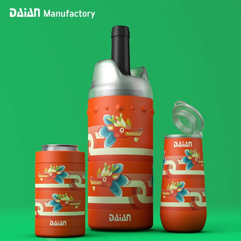 2022 DAIAN Factory New Design CATIAO Dragon Boat Festival Item Gift Double Wall Insulated 750ml Wine Bottle Wine Chiller Bucket